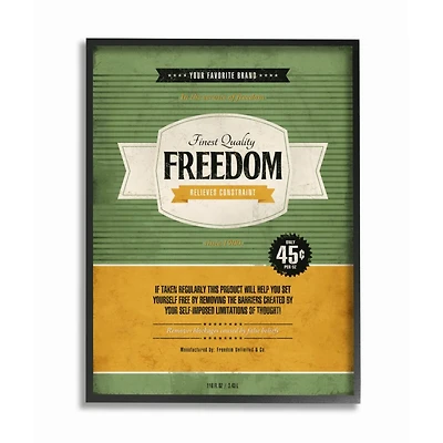 Stupell Industries Finest Quality Freedom Black Framed Wall Art