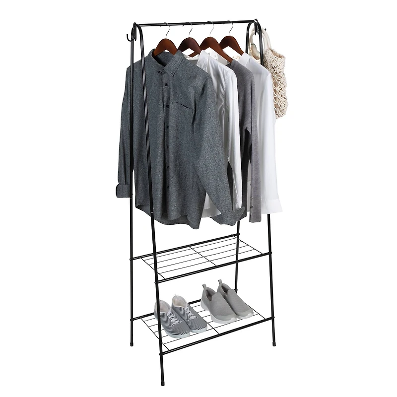 Organize It All Garment Rack with 2 Tier Shelving