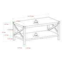 Walker Edison Gray & Black Metal & Rustic Wood Coffee Table