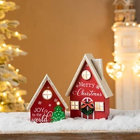Glitzhome® Christmas Lighted Wooden House Table Décor Set