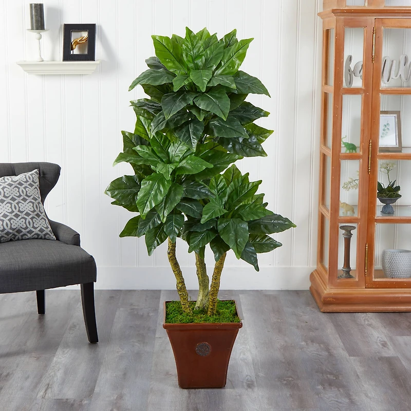 6ft. UV Resistant Bird Nest Tree in Brown Planter