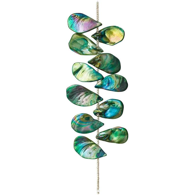 12 Pack: Green Aurora Borealis Shell Teardrop Beads, 32mm by Bead Landing™