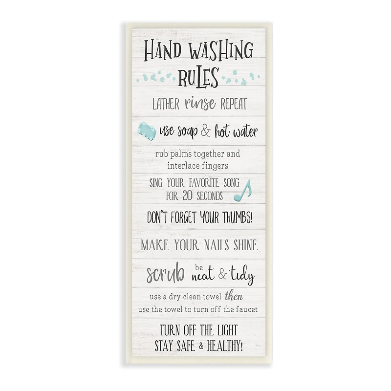 Stupell Industries Hand Washing Rules Bathroom Guide Positive Hygiene,7" x 17"