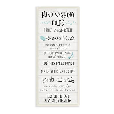 Stupell Industries Hand Washing Rules Bathroom Guide Positive Hygiene,7" x 17"