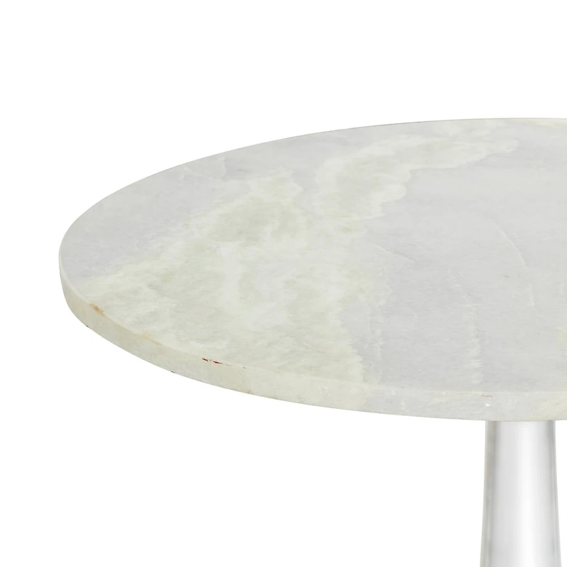 2ft. White Marble and Aluminum Traditional Accent Table