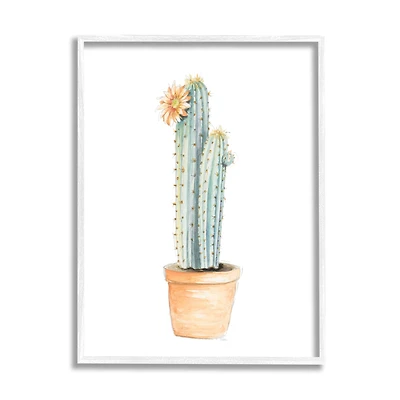 Stupell Industries Flowering Cactus Pop Minimal Southwestern Tones in White Frame Wall Art