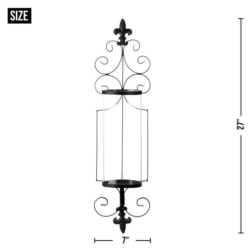 27" Fleur-De-Lis Candle Wall Sconce