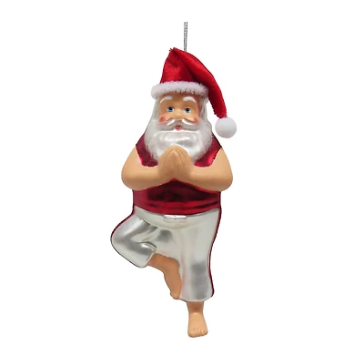 6.25" Yoga Pose Santa Glass Ornament by Ashland®
