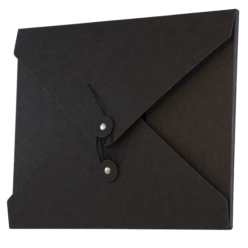 JAM Paper Black 9.5" x 12" Button & String Tie Kraft Portfolio