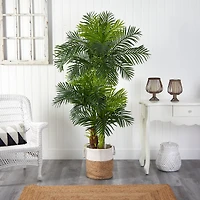 6ft. Hawaii Artificial Palm Tree in Handmade Natural Jute and Cotton Planter