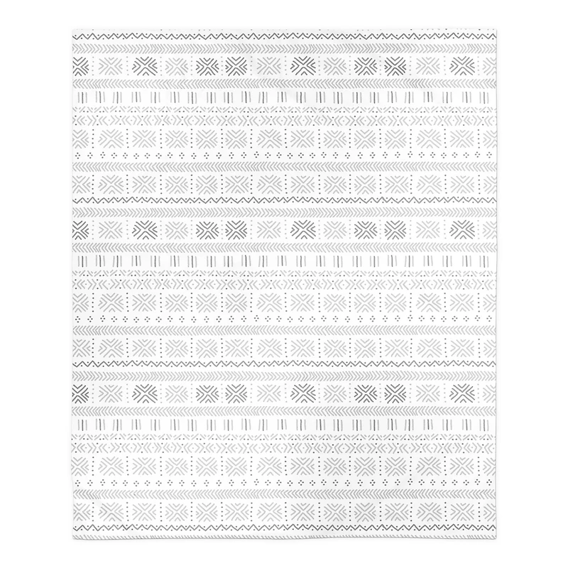 Gray Mudcloth Sherpa Fleece Blanket