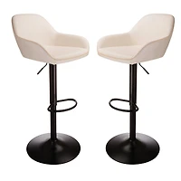 Glitzhome® Mid-Century Leatherette Gaslift Adjustable Swivel Bar Stool Set