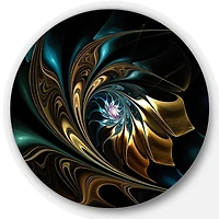 Designart - Brown Blue Fractal Flower in Black' Oversized Abstract Metal Art