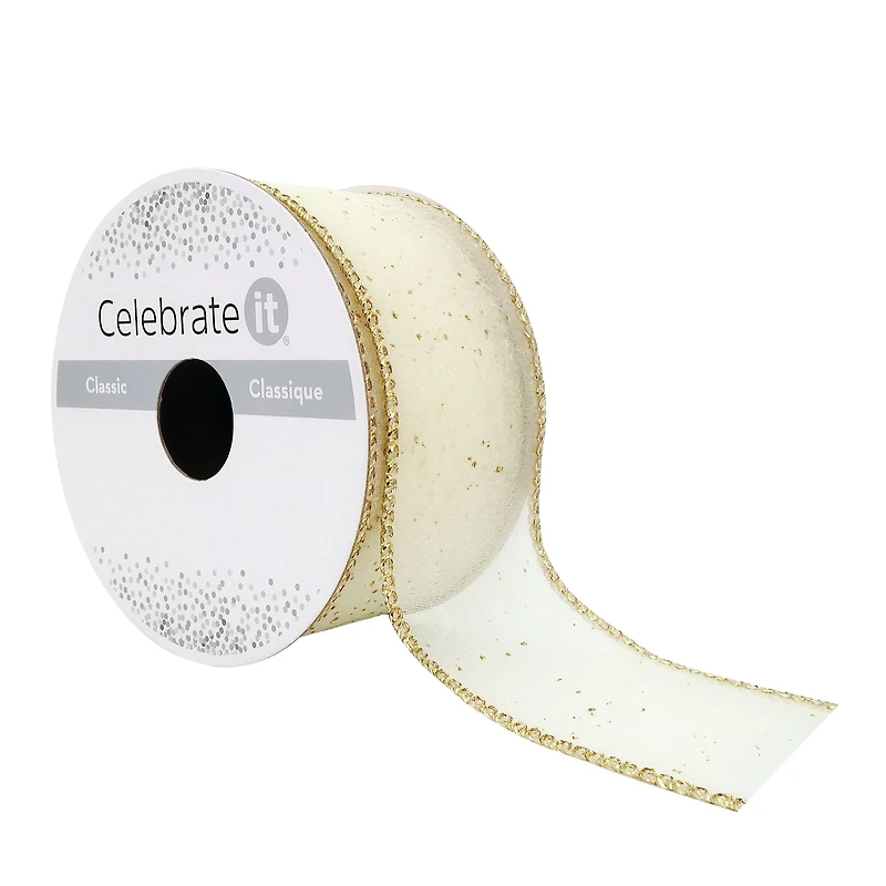 1.5" x 3yd. Sheer Wired Sparkle Ribbon by Celebrate It