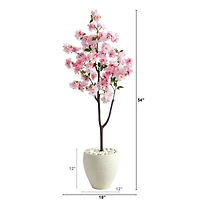 4.5ft. Cherry Blossom Artificial Tree in White Planter