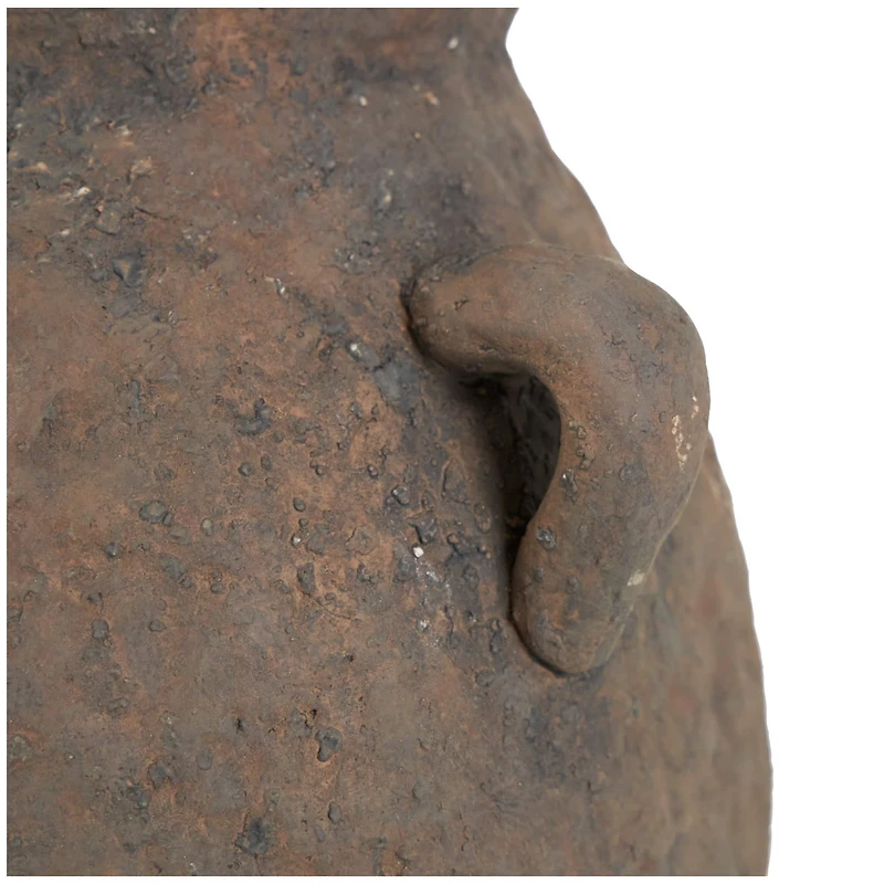 15.5" Dark Brown Ceramic Handmade Textured Vase