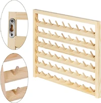 54-Spool Wall Mounted Wooden Sewing Thread Rack