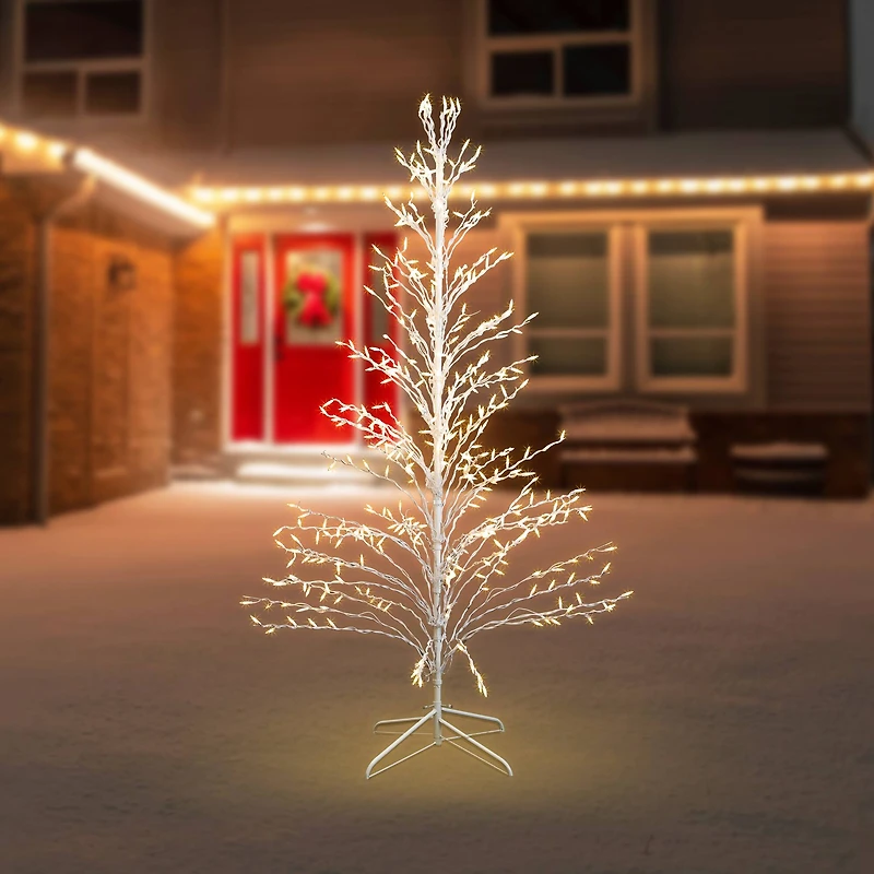 6ft. Pre-Lit White Cascade Twig Artificial Christmas Tree, Clear Lights