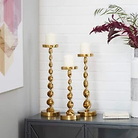 Gold Aluminum Coastal Candle Holder Set