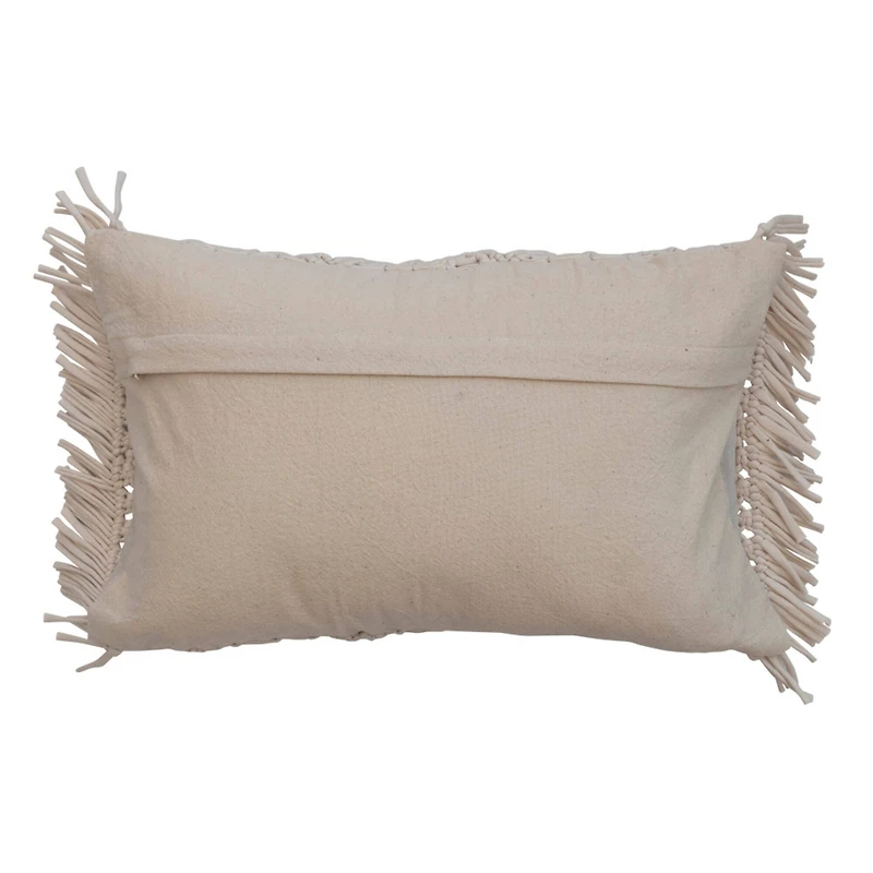 Hello Honey® Ivory Boho Macramé Lumbar Pillow with Fringe