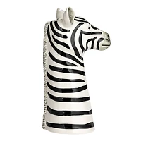 Hello Honey® 11.5" White & Black Hand-Painted Decorative Stoneware Zebra Vase