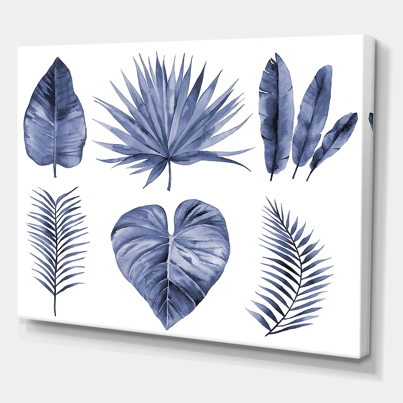Designart - Tropical Blue Watercolour Leaves IV