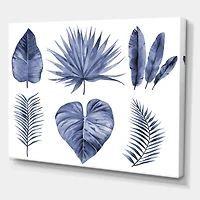 Designart - Tropical Blue Watercolour Leaves IV