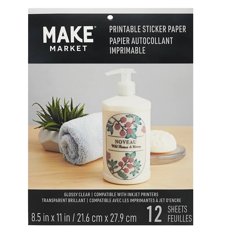 8.5" x 11" Clear Printable Sticker Paper by Make Market®