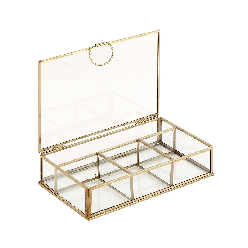 Rectangular Metal & Glass Jewelry Box
