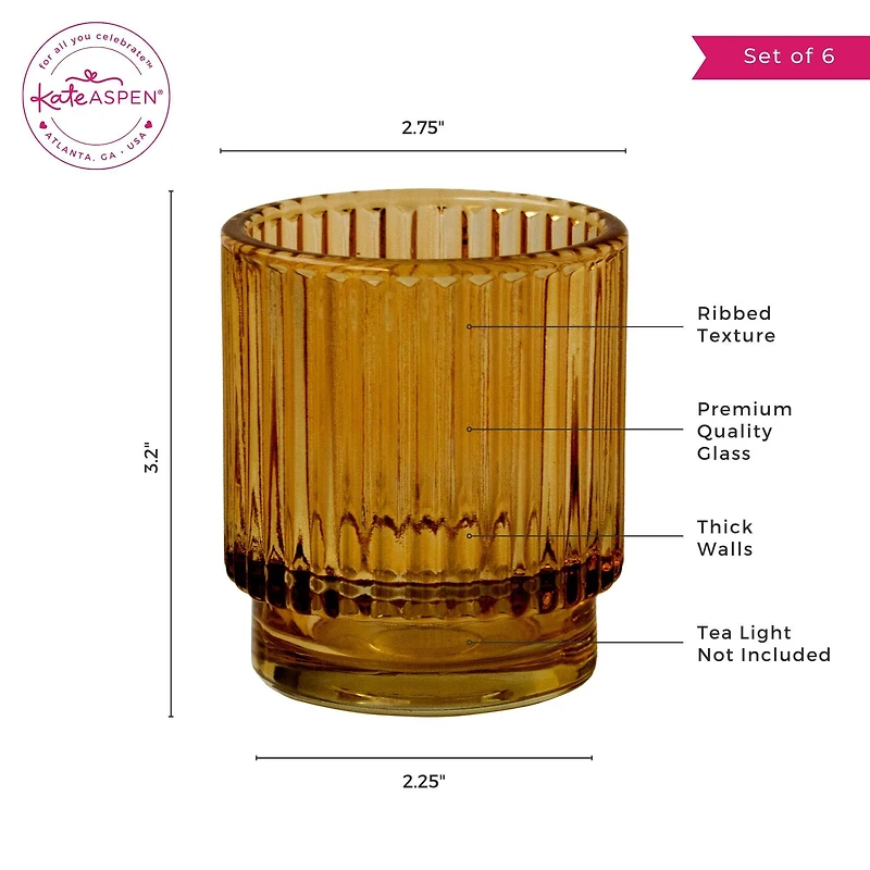 Kate Aspen® Ribbed Glass Votive Candle Holder Set