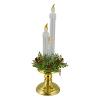 14.5" Lighted Water Candle on Gold Base with Berries
