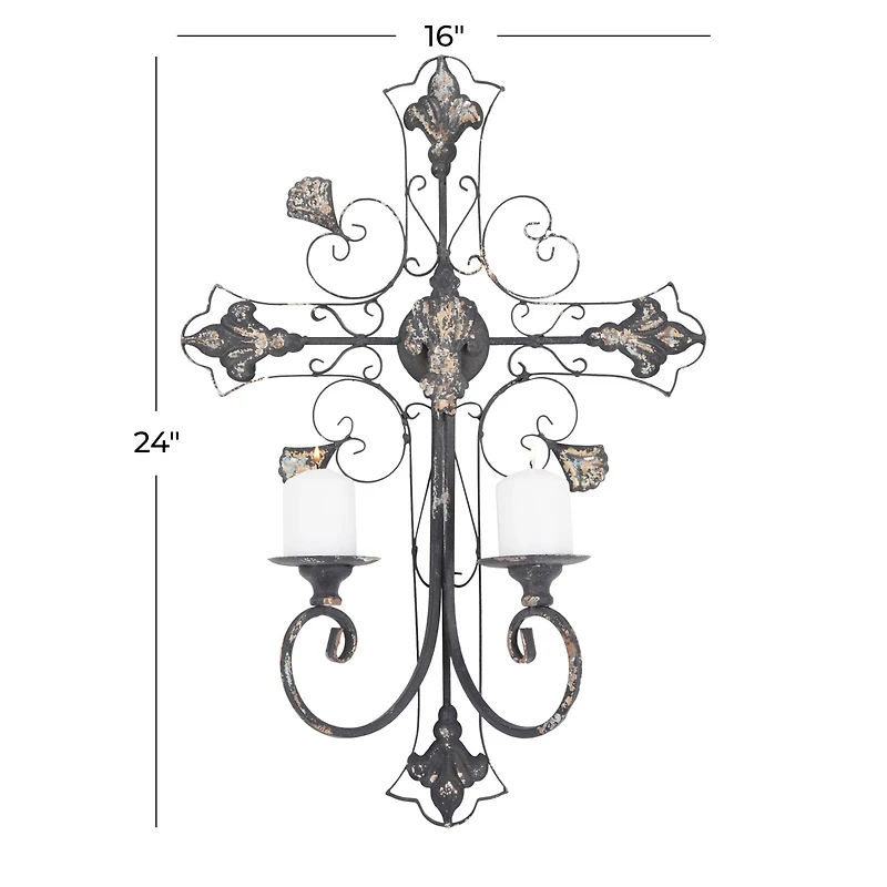 Black Iron French Country Wall Decor, 24" x 16" x 6"