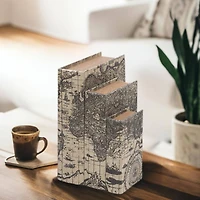 World Map Wooden Traditional Book Box Set