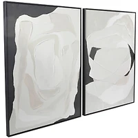 White Canvas Abstract Framed Wall Art with Black Frame Set of 2 30", 40"