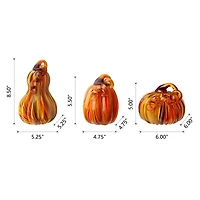 Glitzhome® Multi Striped Glass Pumpkin & Gourd Set