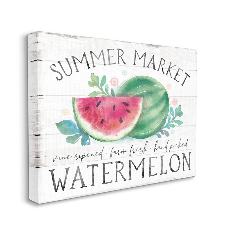 Stupell Industries Summer Market Watermelon Farm Country Grain Pattern Canvas Wall Art