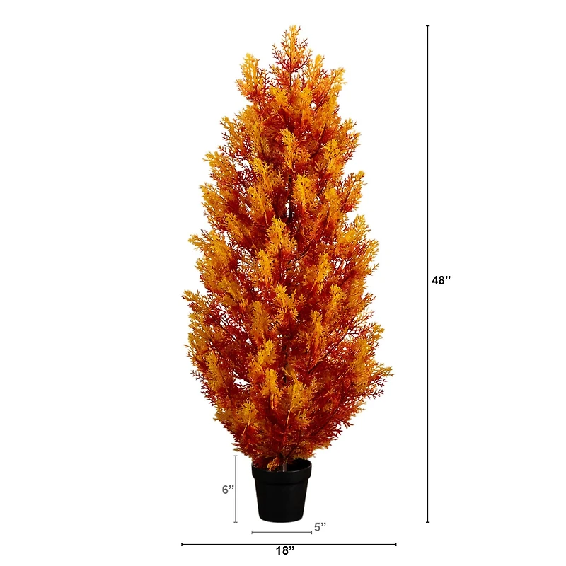4ft. UV Resistant Autumn Artificial Fall Cedar Tree (Indoor/Outdoor)
