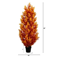 4ft. UV Resistant Autumn Artificial Fall Cedar Tree (Indoor/Outdoor)