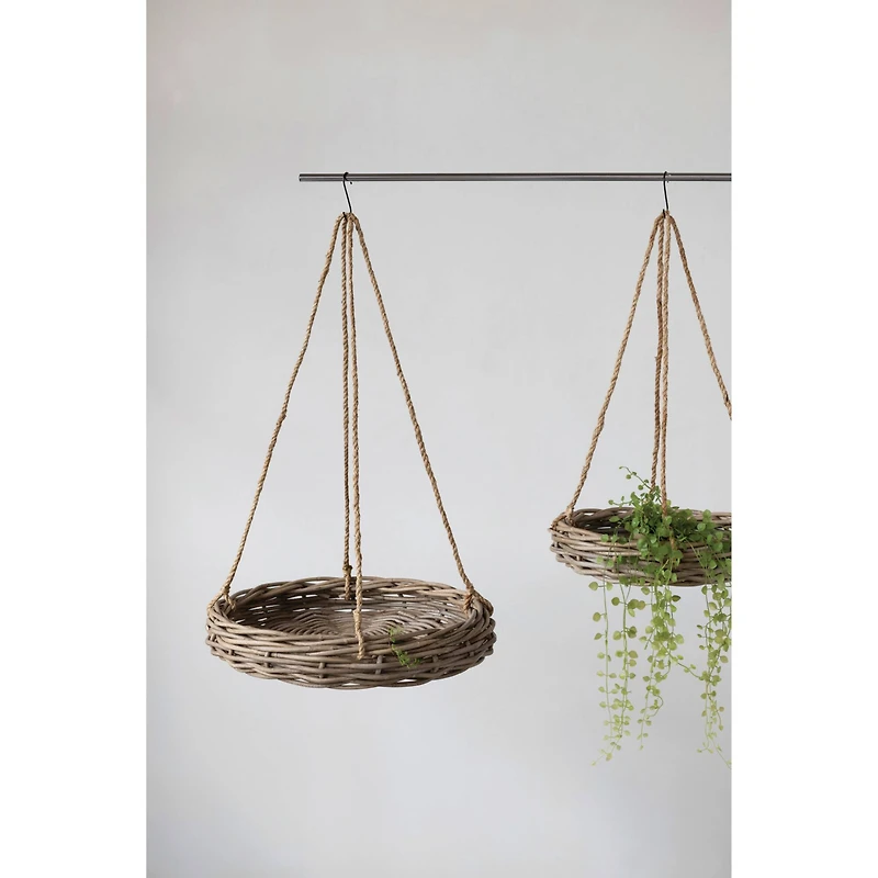 Hello Honey® Handwoven Hanging Rattan Baskets with Rope Hangers Set