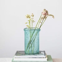 Hello Honey® 9.75" Distressed Blue Coastal Glass Vase