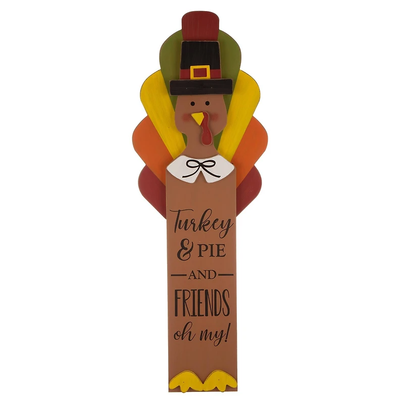 Glitzhome® 3.3ft. Thanksgiving Wooden Turkey Standing Décor