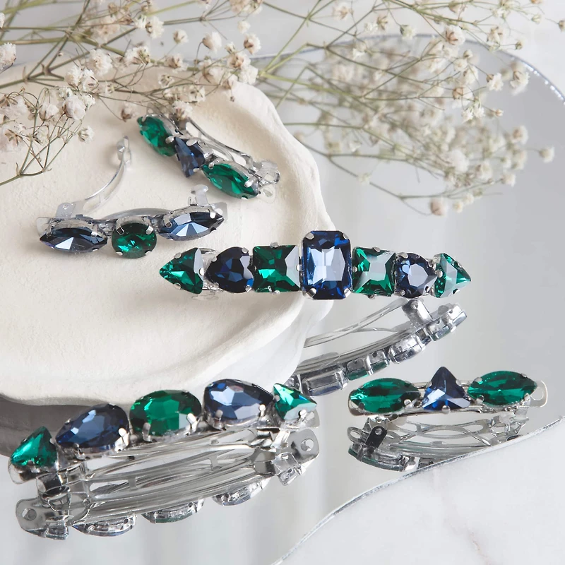 CousinDIY Silver Emerald Glass Sew-On Rhinestones, 48ct.