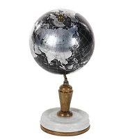 10" Black Marble & Metal Modern Globe