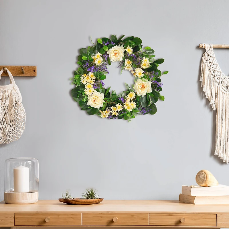 22" Mixed Rose & Daisy Wreath