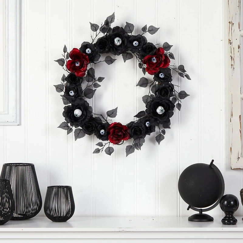 24" Eyeball Rose Halloween Artificial Wreath