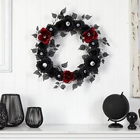 24" Eyeball Rose Halloween Artificial Wreath