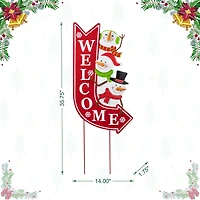 Glitzhome® 35.75" Metal Christmas Snowmen Arrow Welcome Yard Stake