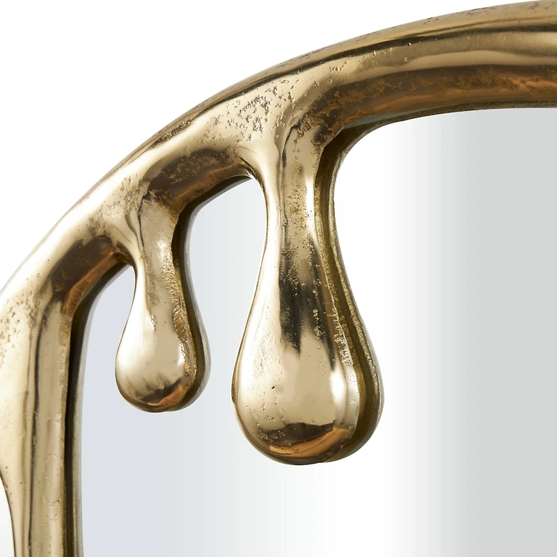 43" Gold Abstract Drip Framed Round Wall Mirror