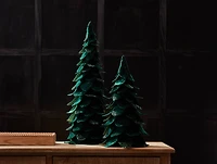 Green Beaded Leaf Pine Tree, Set of 2