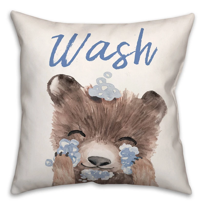 Bear Washing Face 18" x 18" Indoor/Outdoor Pillow